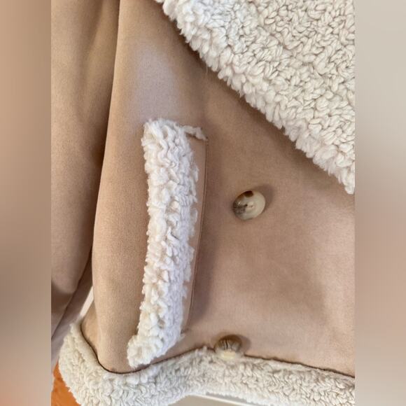 Frye Women's Faux Shearling Tan moto Jacket NWT - Picture 5 of 9